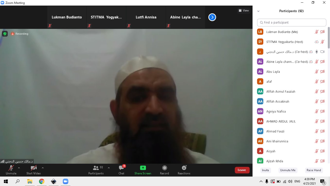 Kajian Spesial Ramadhan Online – Syaikh Dr. Malik Husain Sya’ban 25 April 2021